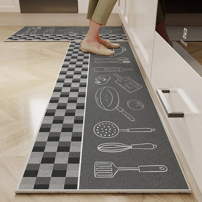 VIKAMA Cartoon Crystal Velvet Non-Slip Kitchen Floor Mat