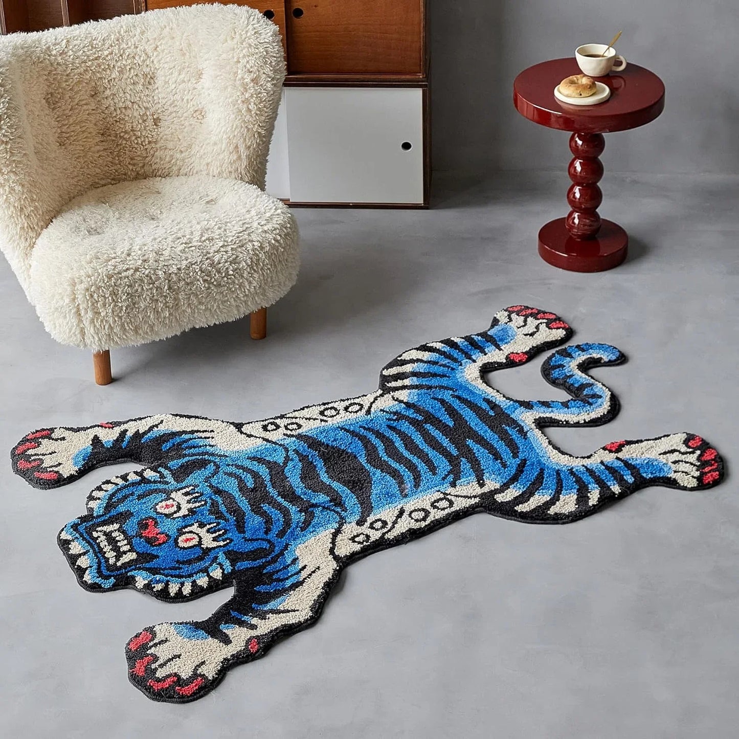 VIKAMA Sleeping Tiger Faux Cashmere Soft Area Rug