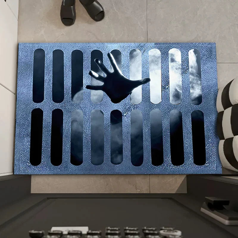 VIKAMA Halloween Clown Trap Rug 3D Illusion Non-Slip Bathroom Entrance Mat Home Decor