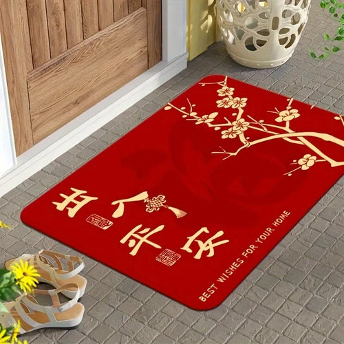 Chinese New Year Soft Absorbent Non-Slip Entrance Doormat Festive Home Decor Rug Gift Mat