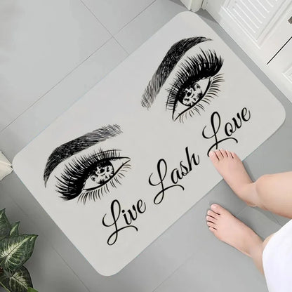 Eyelash Pattern Flannel Printed Carpet Non-Slip Foot Mat Bedroom Bathroom Kitchen Entrance Rug Home Decor