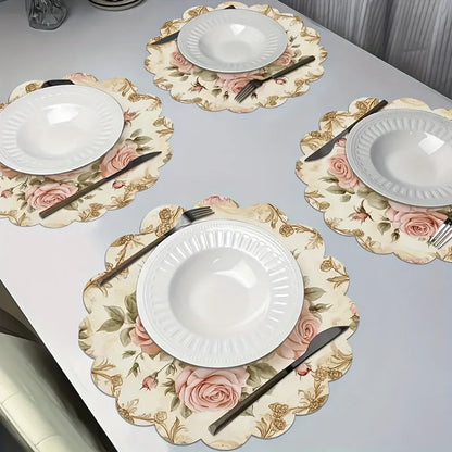 VIKAMA Vintage Pink Rose Placemat Set