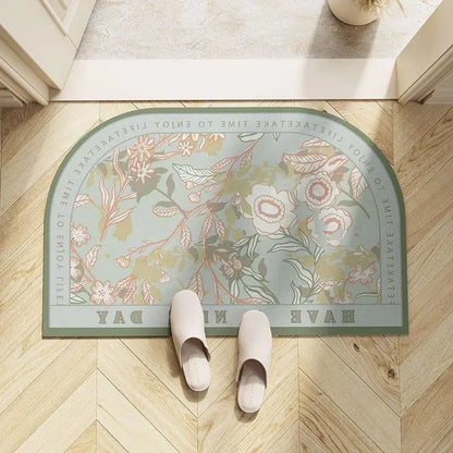 Light Luxury European Floral Bathroom Absorbent Diatom Mud Non-slip Floor Mat Door Mat