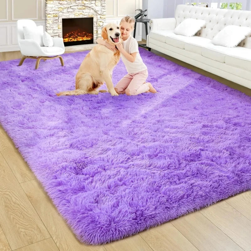 Large fluffy plush living room carpet