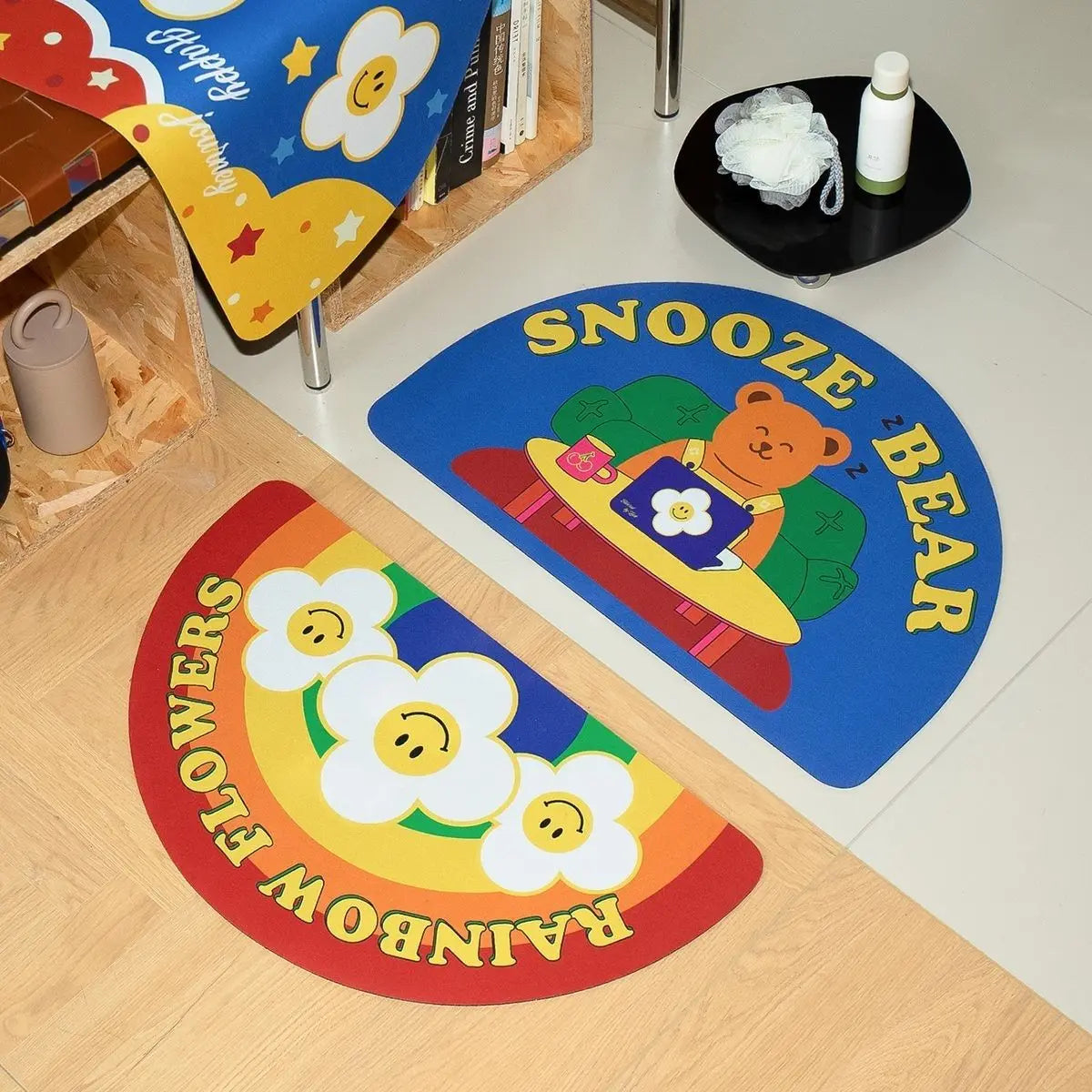 VIKAMA Rainbow Flower Anti-Slip Floor Mat