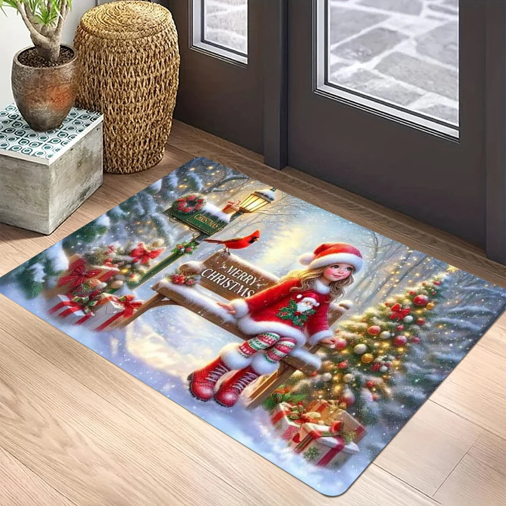 VIKAMA Christmas Gnome Non-Slip Area Rug