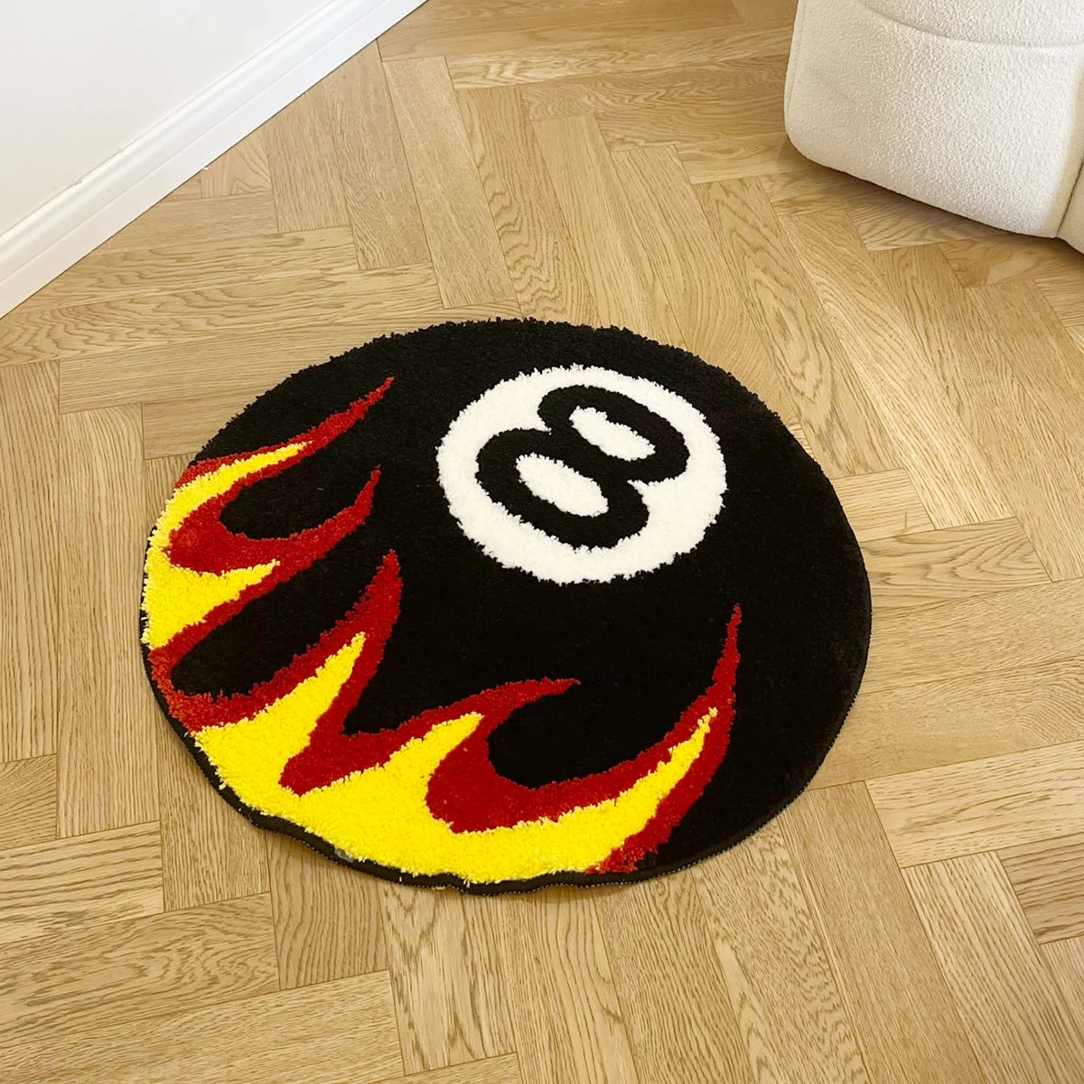 Fire 8 Ball Tufted Non-Slip Rug
