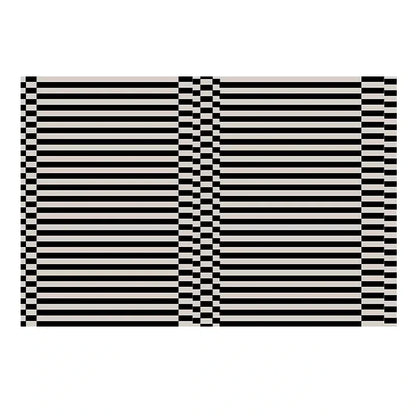 Classic Black & White Striped Plush Area Rug