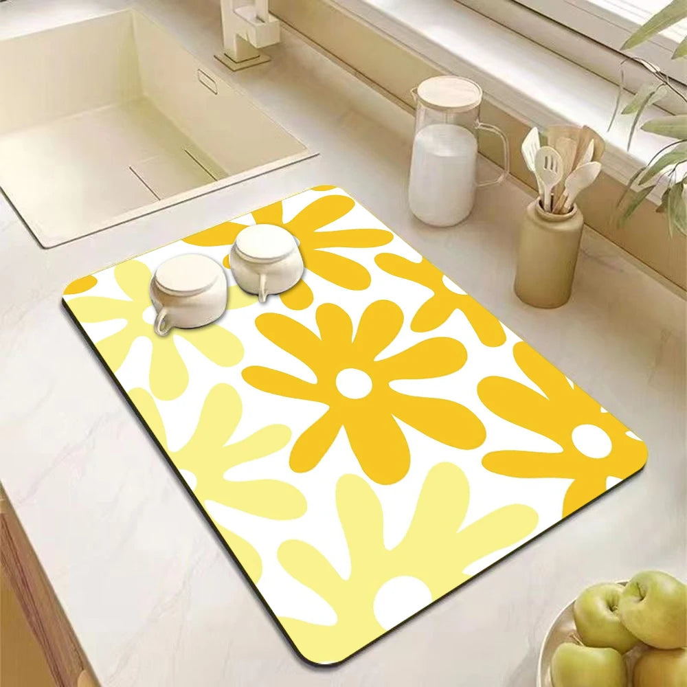 Absorbent kitchen drying drain mat