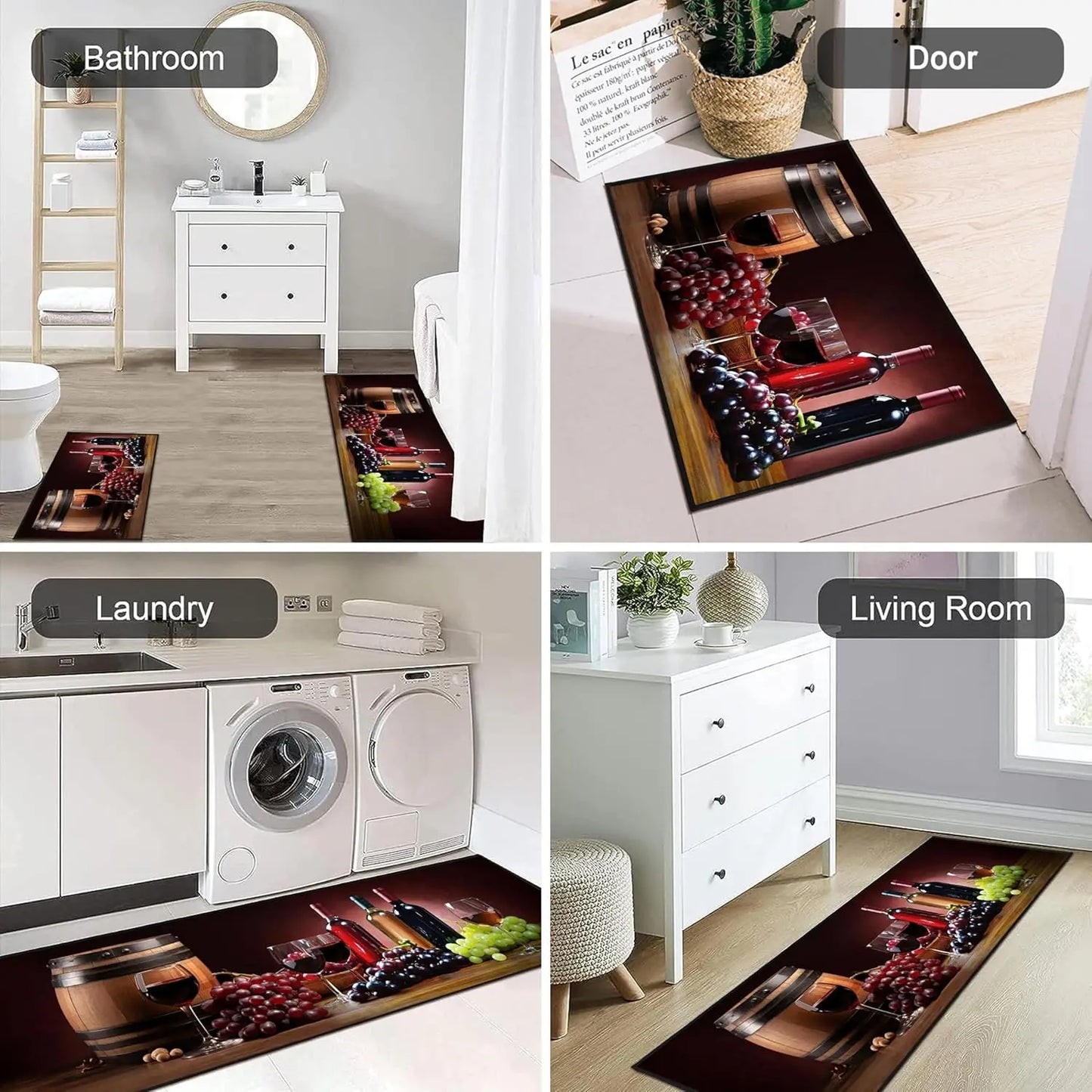 VIKAMA Red Wine Kitchen Mat Set