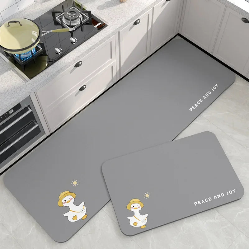 VIKAMA Diatomite Kitchen Mat Non-Slip Waterproof Absorbent Cartoon Rug Home Decor