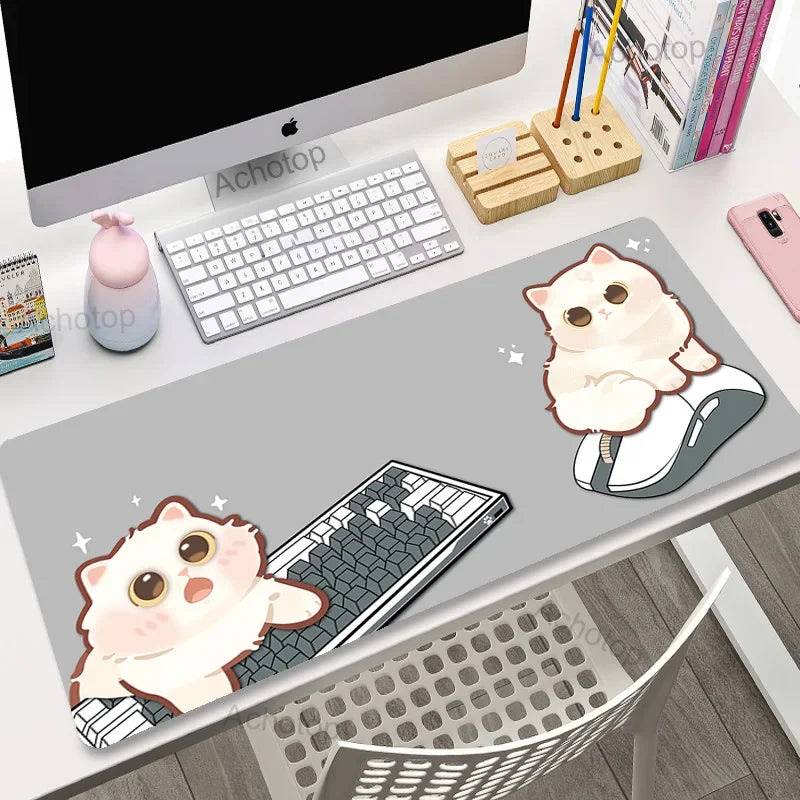 Cute Anime Cat Extended Gaming Desk Mat
