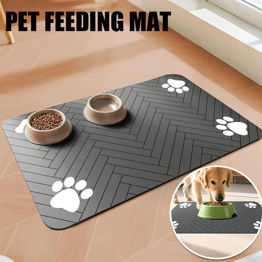 Pet Feeding Mat Absorbent Quick-Dry Non-Slip Dog Cat Bowl Placemat