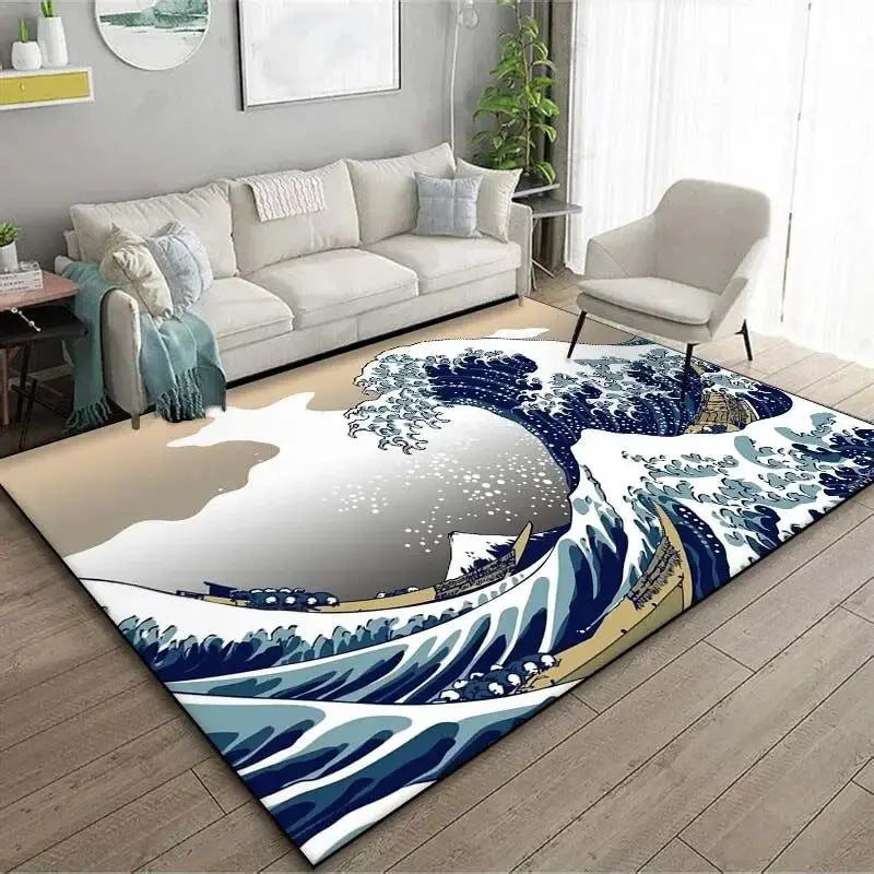 VIKAMA Ukiyo-e Wave Rug Home Decor