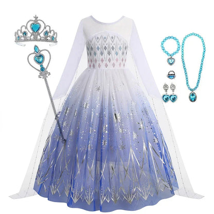 Disney Frozen 2 Elsa Princess Costume Dress For Girls
