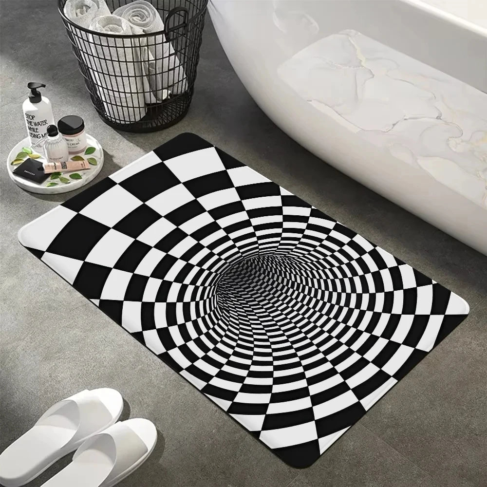 3D Vortex Illusion Rug Non-Slip Carpet Fun Kids Room Bedroom Balcony Living Room Welcome Floor Mat Home Decor