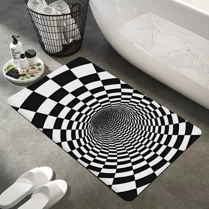 3D Vortex Illusion Rug Non-Slip Carpet Fun Kids Room Bedroom Balcony Living Room Welcome Floor Mat Home Decor
