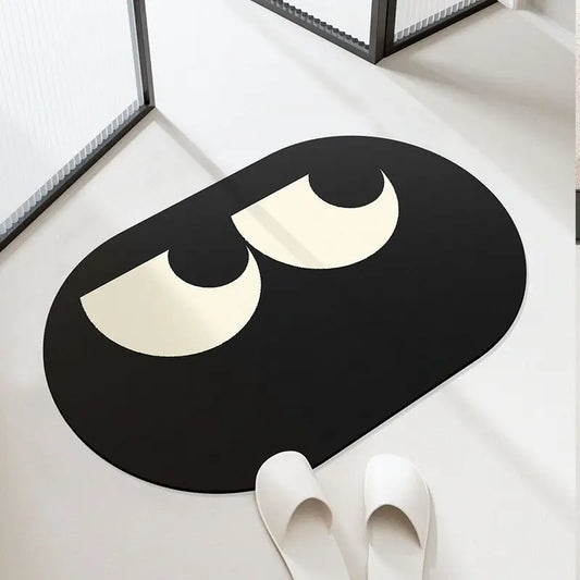 Cartoon Expression Diatom Mud Bathroom Absorbent Quick-Dry Non-Slip Floor Mat