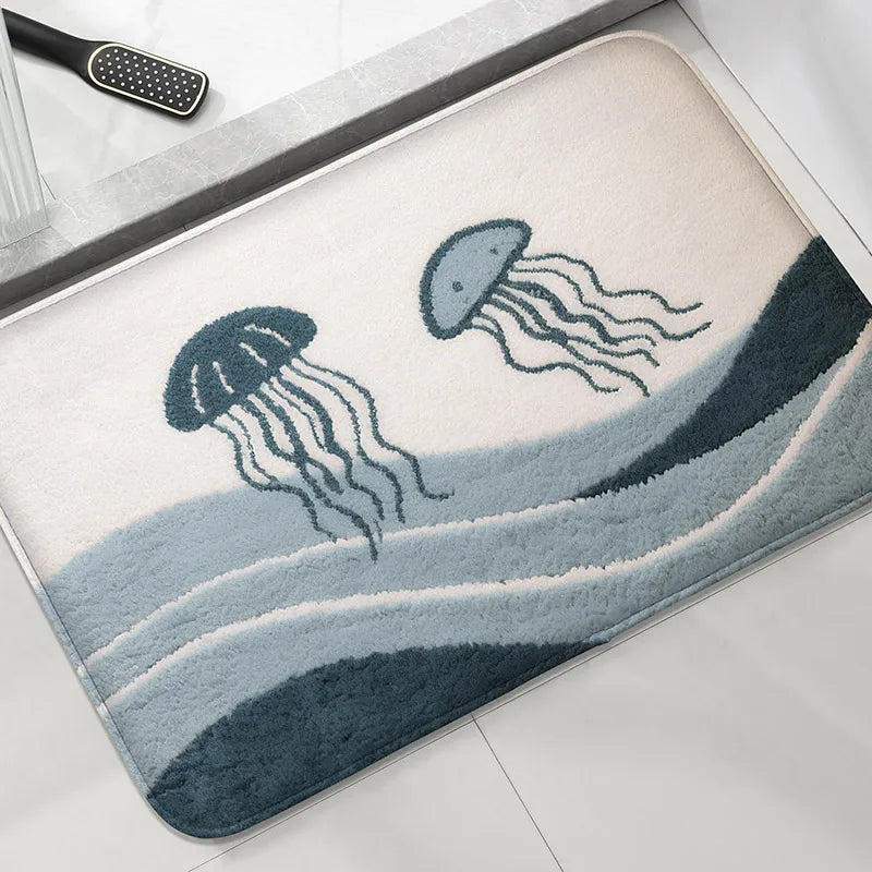 Underwater World Bathroom Mat Absorbent Non-Slip Toilet Rug Soft Comfortable Door Floor Carpet Home Decor