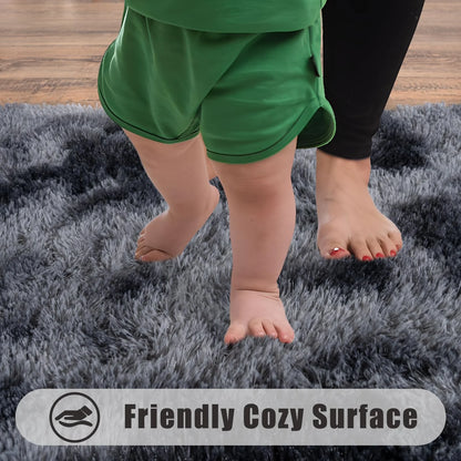 VIKAMA Ultra-Soft Running Rug Non-Slip Fluffy Bedroom Hallway Bedside Carpet