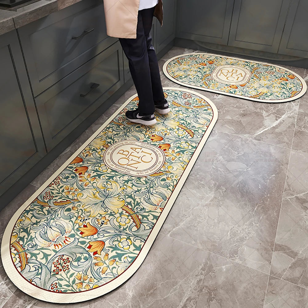 Absorbent Kitchen Rug Non-Slip Oil-Absorbing Long Floor Mat Bedroom Entrance Doormat Carpet Home Decor Tapis
