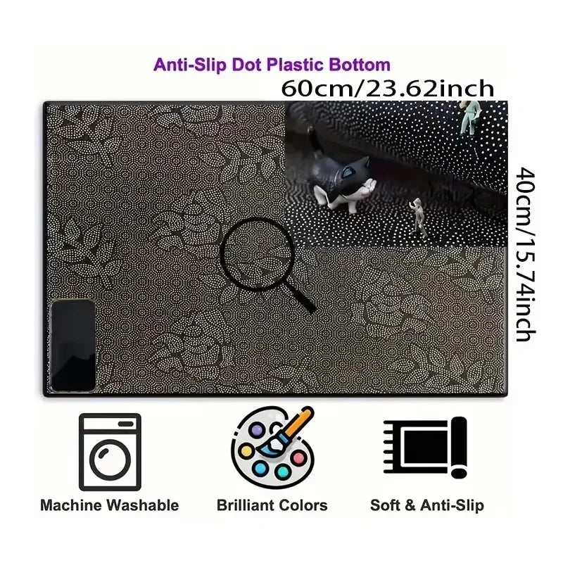 VIKAMA Black Cartoon Cat Doormat Thickened Non-Slip Bedroom Living Room Kitchen Bathroom Rug Home Decor