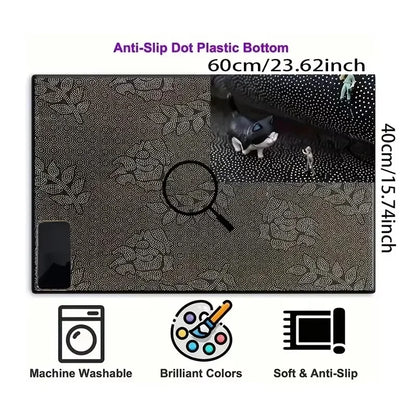 VIKAMA Black Cartoon Cat Doormat Thickened Non-Slip Bedroom Living Room Kitchen Bathroom Rug Home Decor