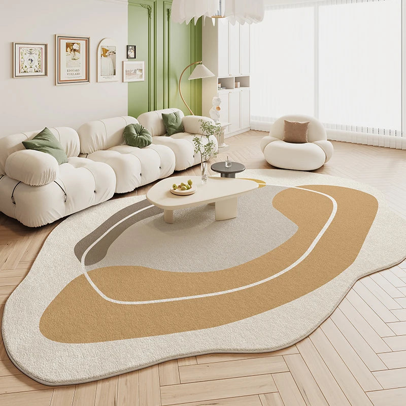 VIKAMA Green Irregular Plush Carpet Cream Style Living Room Bedroom Bedside Floor Mat Home Decor