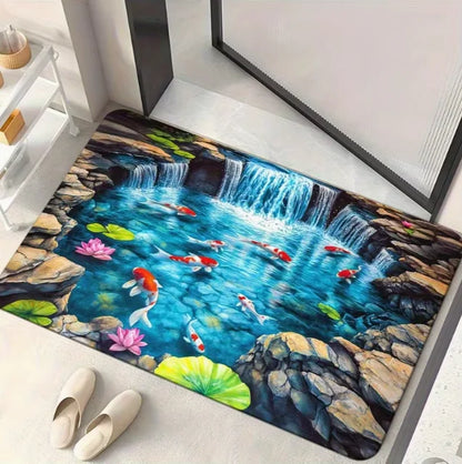 Turtle and fish pattern entrance mat