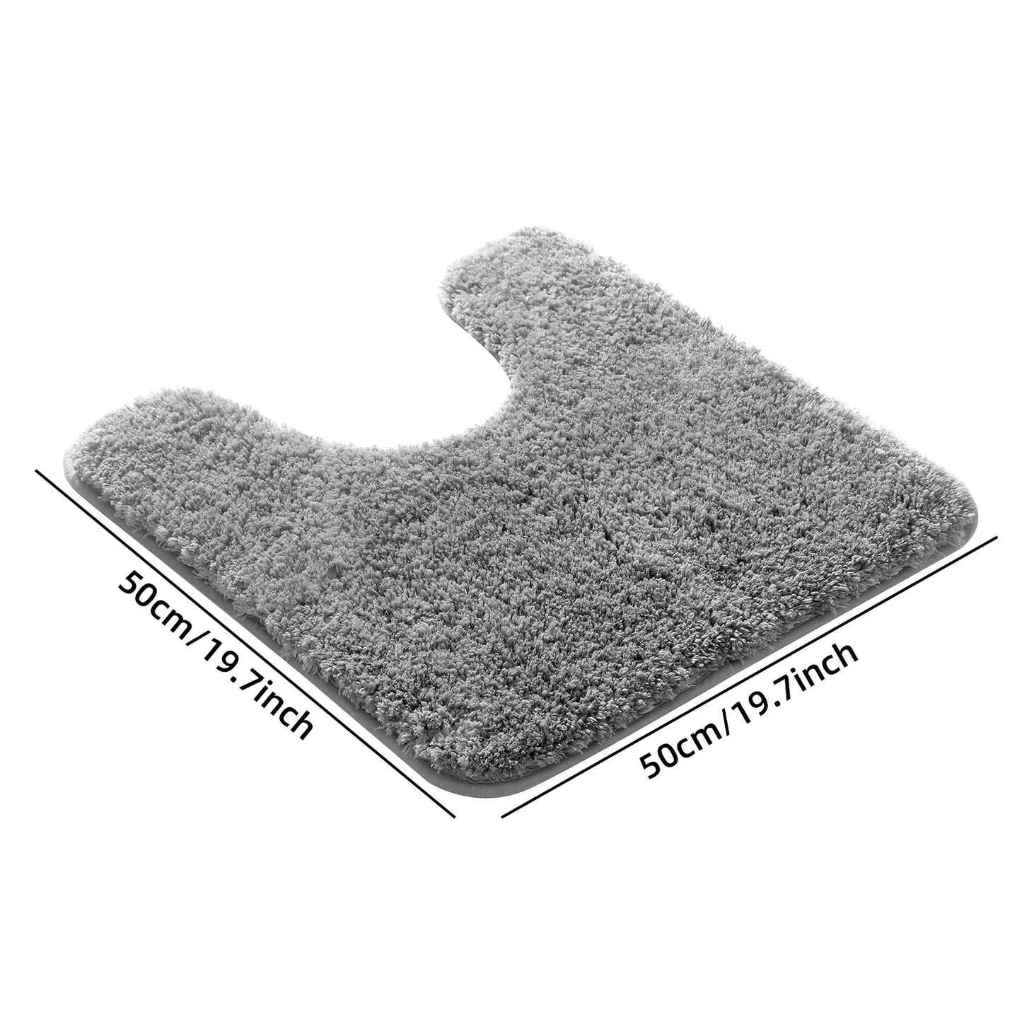 U-Shaped Thick Plush Bathroom Mat Absorbent Non-Slip Toilet Rug Bathtub Entrance Floor Carpet Home Decor