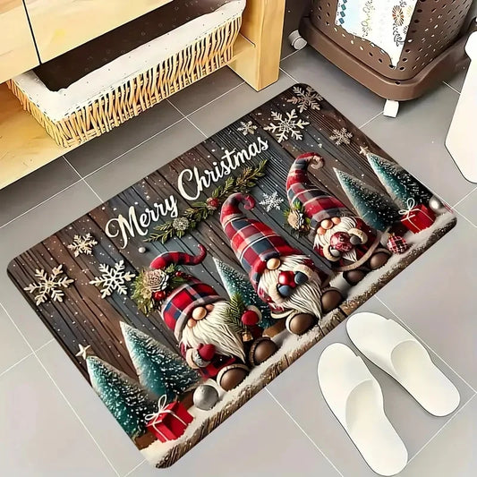 VIKAMA Three Santa Claus Welcome Doormat
