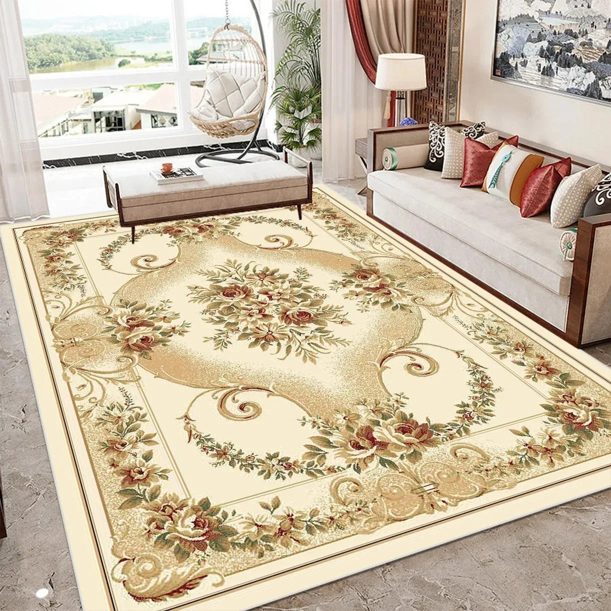 European Style Luxury Large Area Living Room Carpet Soft Home Decor Bedroom Sofa Floor Mat Custom Rug