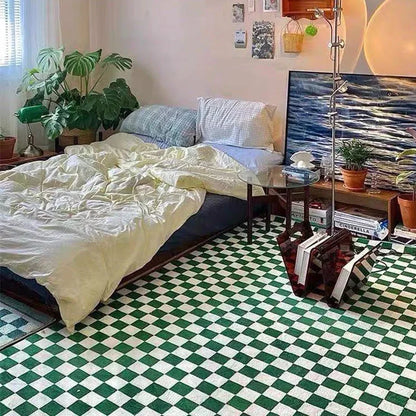 Retro Checkerboard Fluffy Plush Area Rug