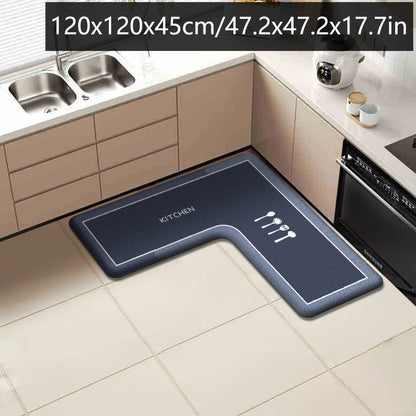 Printed L-Shaped Absorbent Non-Slip Kitchen Mat