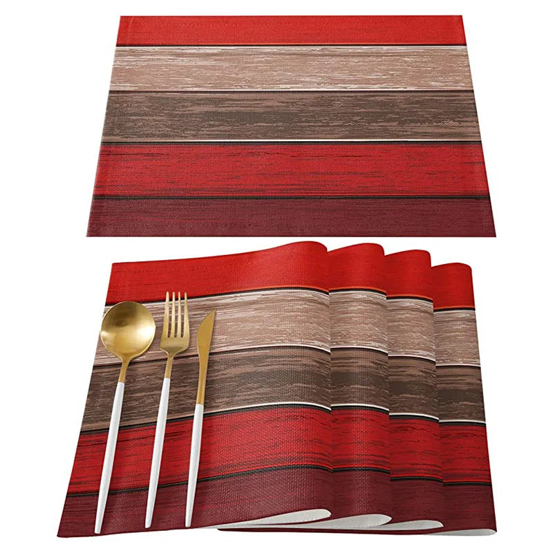Retro Barn Wood Texture Polyester Placemat Set
