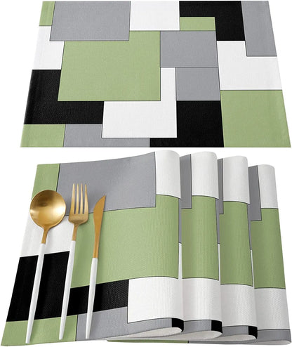 Abstract Purple Black Grey Patchwork Placemat Set