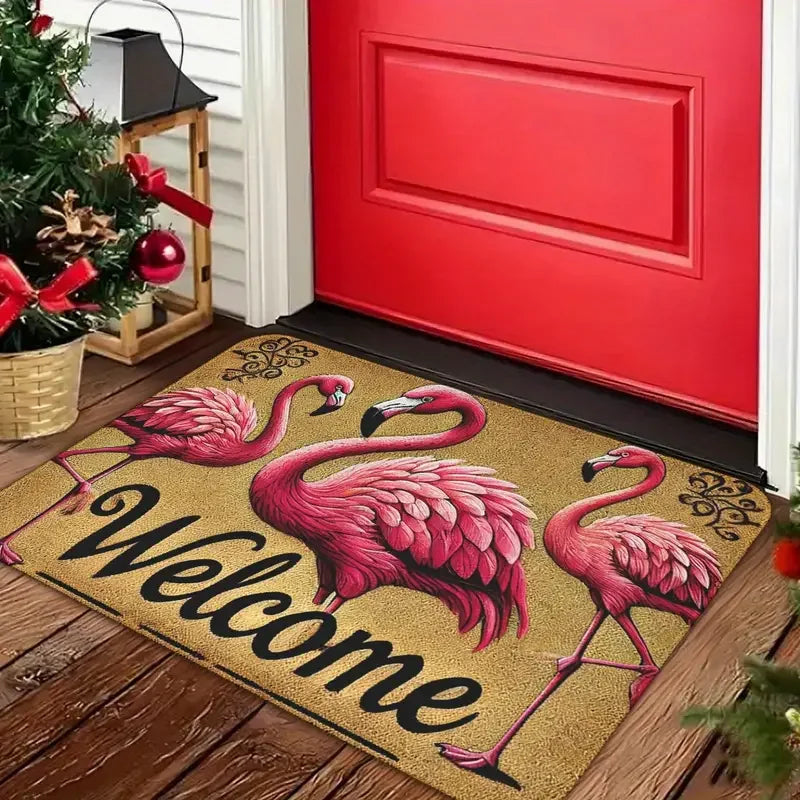 VIKAMA Flamingo Print Non-Slip Welcome Mat