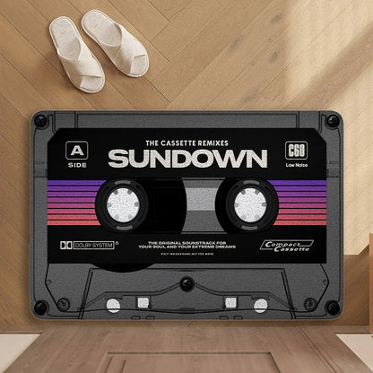 Retro cassette tape dirt-resistant floor mat