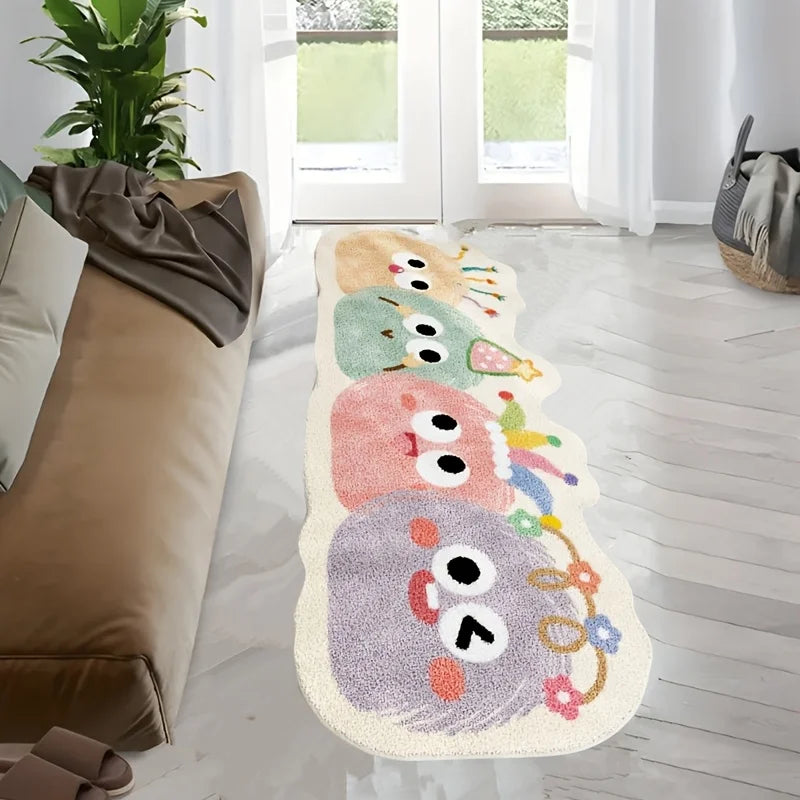 VIKAMA Cute Cartoon Long Rug Soft Absorbent Non-Slip Bathroom Mat Living Room Bedroom Bedside Welcome Carpet Home Decor