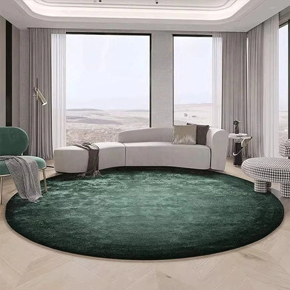 Modern Minimalist Green Round Plush Area Rug