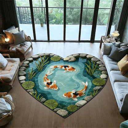 Koi Fish Pattern Round Fluffy Non-Slip Area Rug