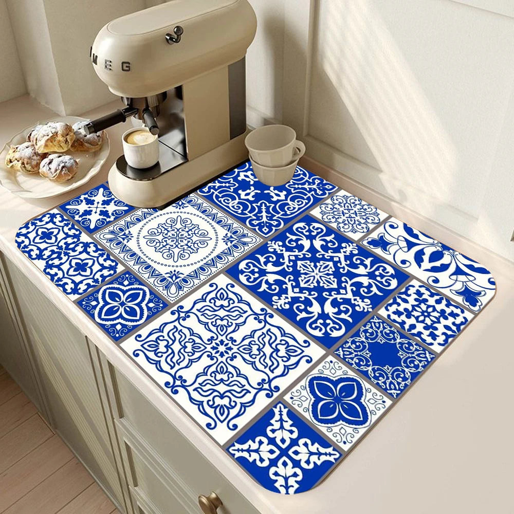 Retro Kitchen Absorbent Counter Mat