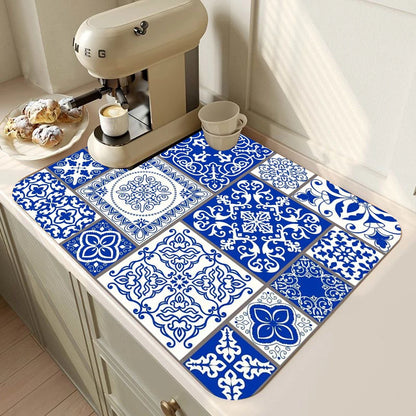 Retro Kitchen Absorbent Counter Mat