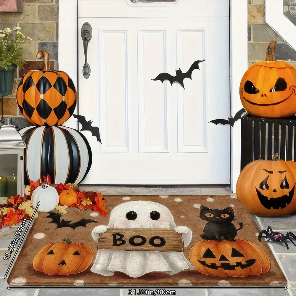 Halloween spooky themed doormat for porch and entryway decor
