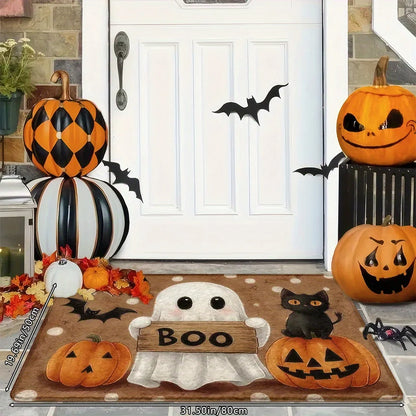 Halloween spooky themed doormat for porch and entryway decor