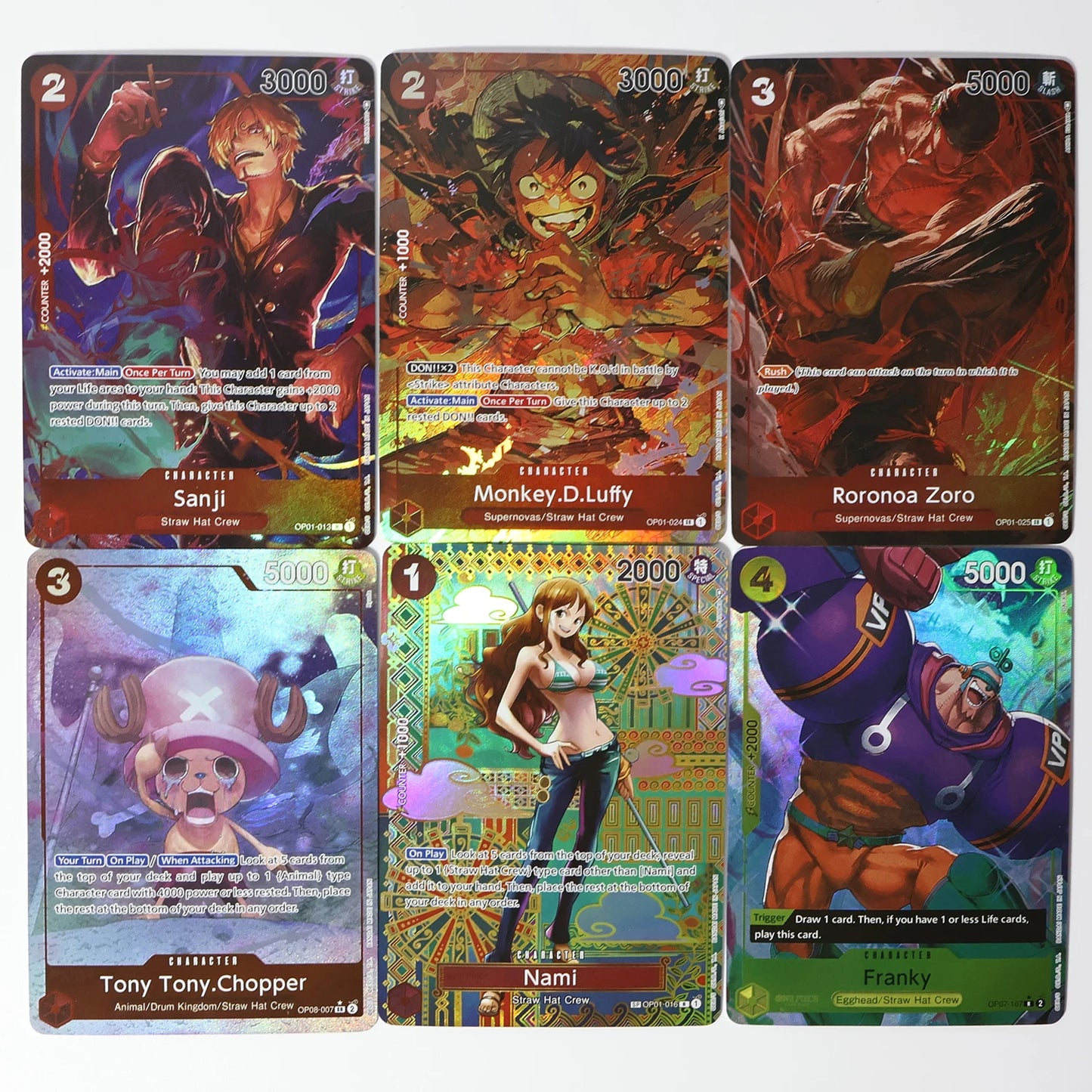 One Piece OPCG Frosted Laser Blue Core Card Set
