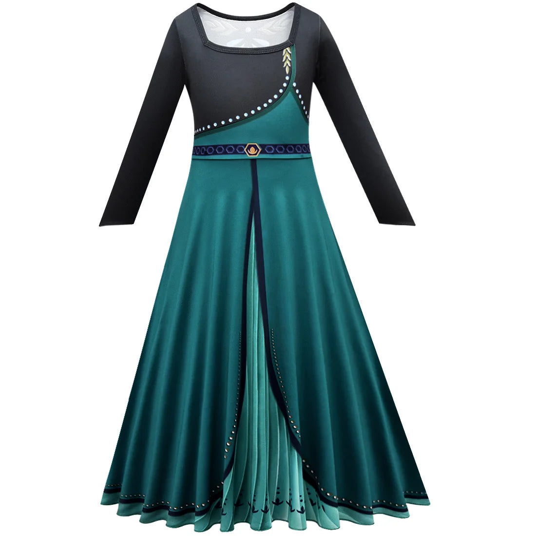 Disney Frozen Anna Dark Green Cloak Costume Dress For Girls