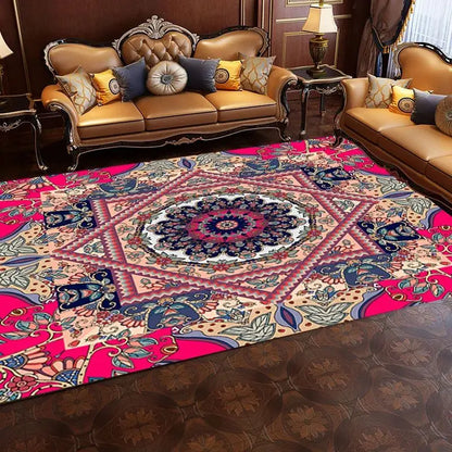 VIKAMA Vintage Persian Crystal Rug Ethnic Living Room Bedroom Carpet