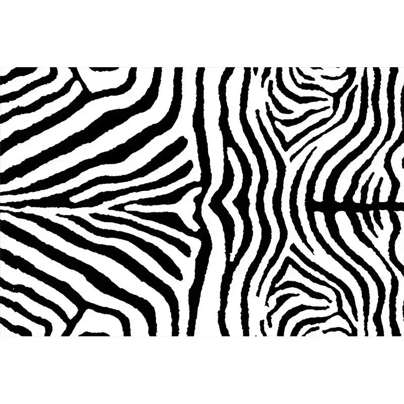 Classic Black & White Striped Plush Area Rug