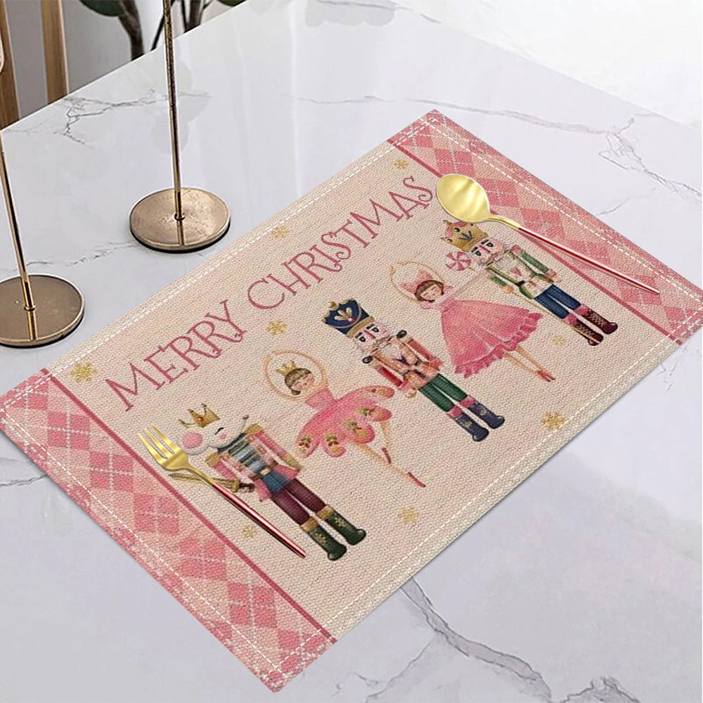 Christmas nutcracker ballet pink gold placemat mat